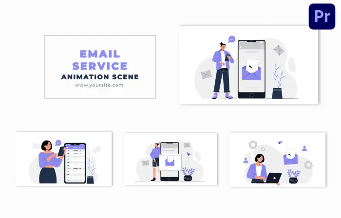 Email Marketing Service Flat Vector Design Animation Scene